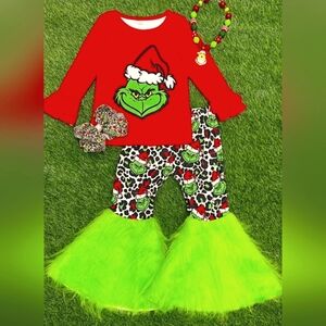GRINCH boutique Fur bell bottom outfit set for Christmas holiday